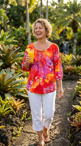 RJC Womens Beauteous Flower Poetry Peasant Blouse — Womens Rayon Blouses — RJC