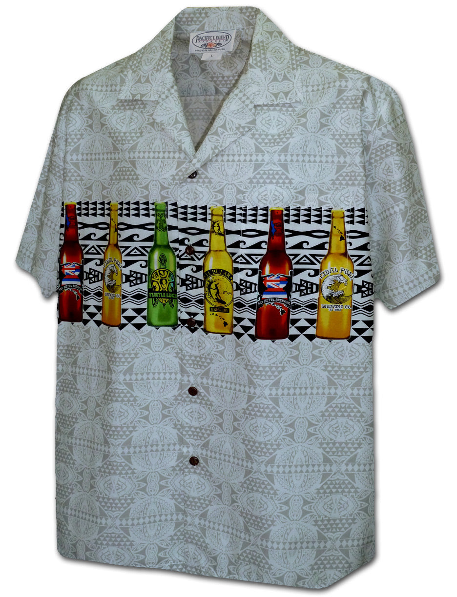 Beer Bottles Chest Band men's cotton aloha shirt