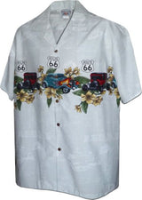 Rt 66 Flaming Roadsters Plumeria Men's Shirt — Men's Cotton Shirts — Pacific Legend