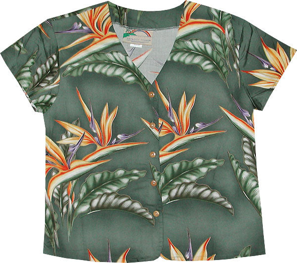 CLOSEOUT Bird of Paradise #2 Collarless Blouse