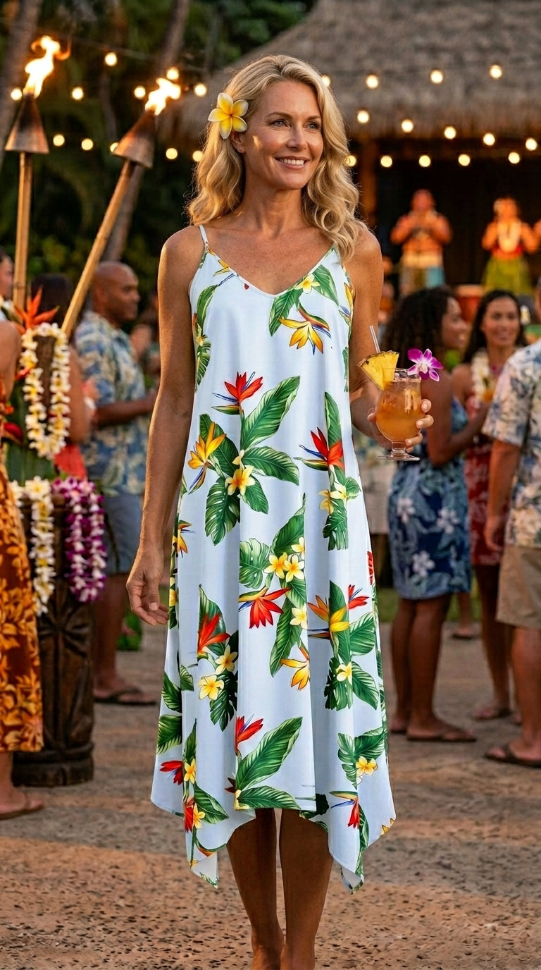 Bird of Paradise Display Scarf Hem Long Dress — Women's Long Dresses — RJC Puanani (view 4)