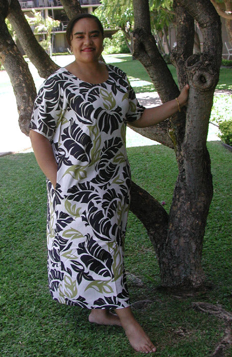 Bold Banana Leaf Dress with Pockets