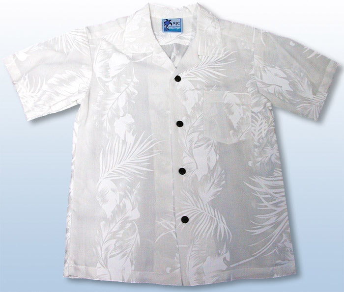 Fern Leaf Garden Boy's White Shirt