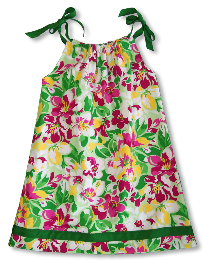Bright Hawaiian Garden Girl's A Line Dress