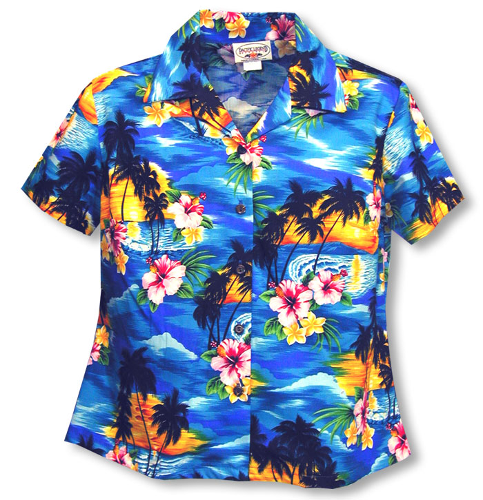 Brilliant Hawaiian Sunset women�s fitted cotton