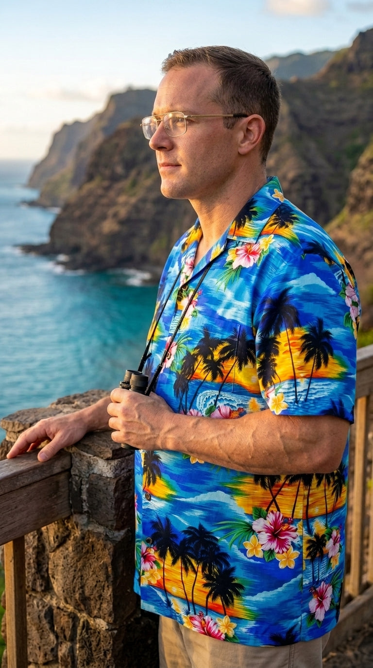 Brilliant Hawaiian Island Sunset Men's — Hawaiian Apparel — Pacific Legend