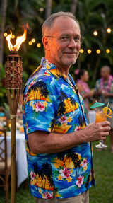 Brilliant Hawaiian Island Sunset Men's — Hawaiian Apparel — Pacific Legend (view 4)