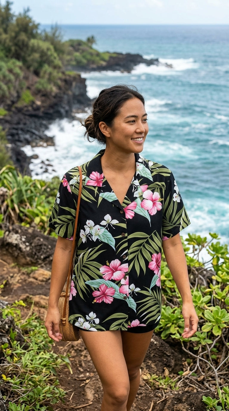 RJC Pale Hibiscus Orchid Women's Hawaiian Camp Shirt – Rayon, Made in Hawaii