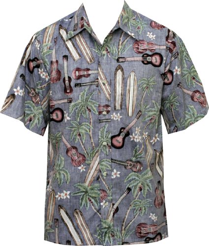 Palm Ukulele Men's Reverse Placket Front cotton Shirt — Men's Reverse Print Shirts — Go Barefoot (view 4)