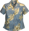 Plumeria Hibiscus Feather Fern Women's Fitted Shirt — Women's Cotton Shirts — MauiShirts