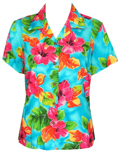 Hibiscus Watercolor Women's Fitted Blouse — Women's Rayon Blouses — RJC