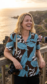 RJC Ginger Heliconia Women's Hawaiian Camp Shirt – Rayon, Made in Hawaii