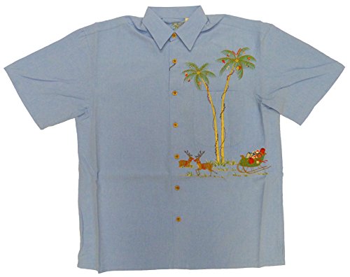 Christmas Peek-A-Boo Santa Embroidered Shirt — Men's Embroidered Shirts — MauiShirts (view 7)