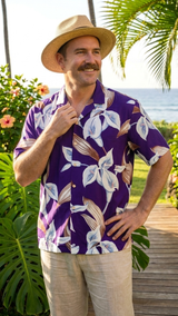 Paradise Found Men's Tom Selleck Magnum PI Calla Lily Hawaiian Shirt