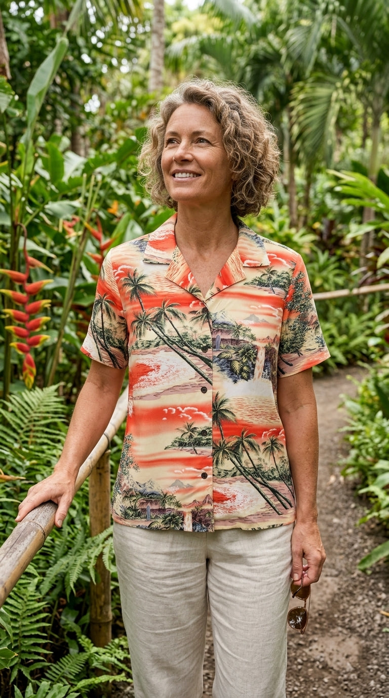 RJC Paradise Island Surf Women's Hawaiian Camp Shirt – Rayon, Made in Hawaii