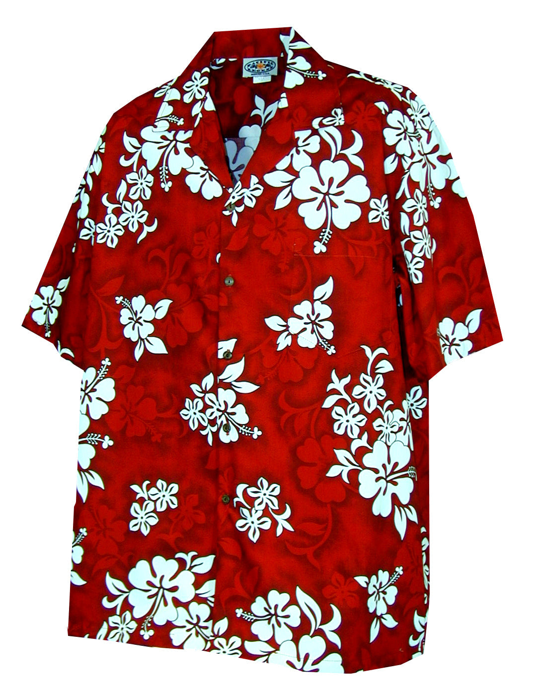 Shadow White Hibiscus Men's — Men's Cotton Shirts — Pacific Legend (view 9)