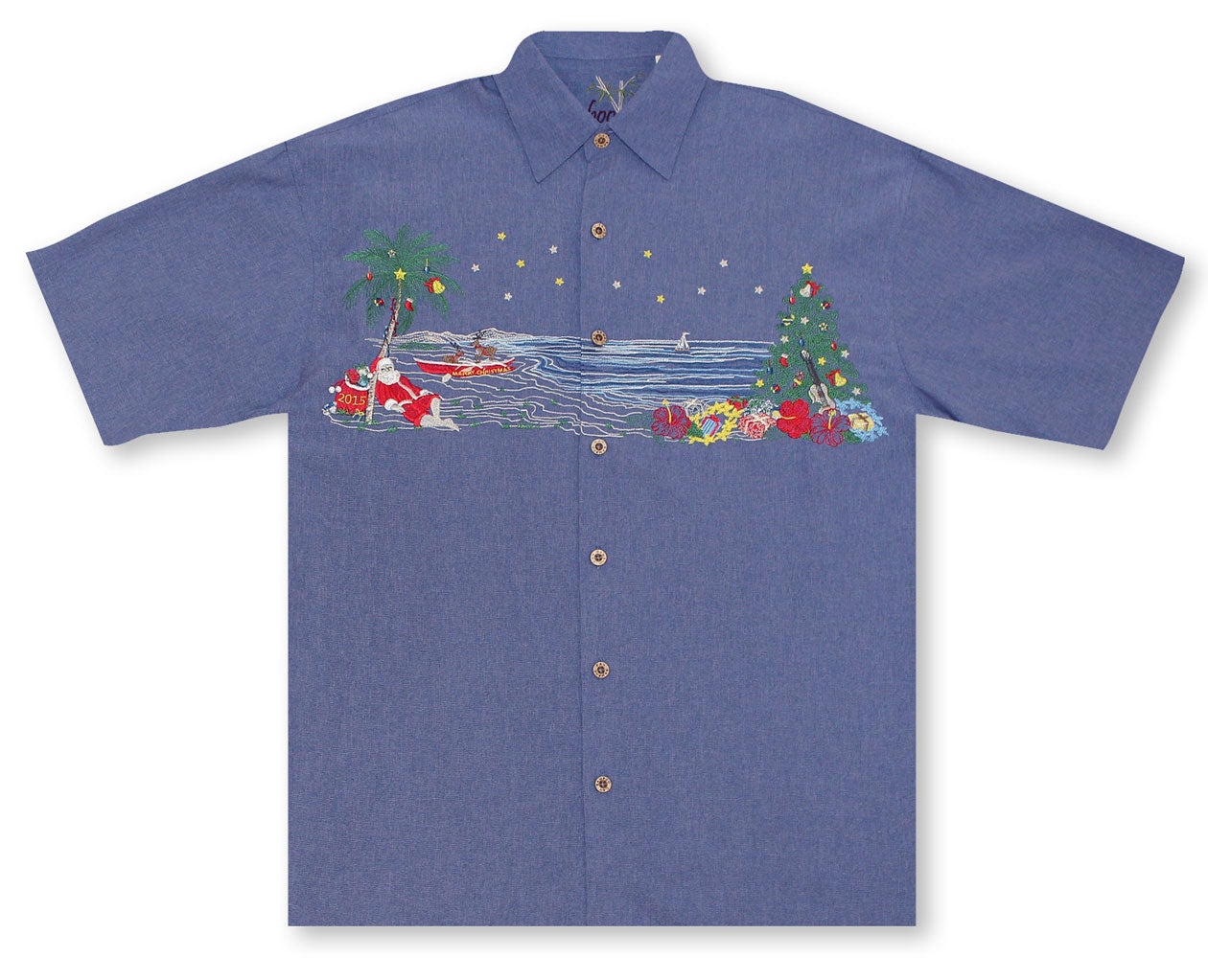 Christmas in Paradise Men's Embroidered Shirt