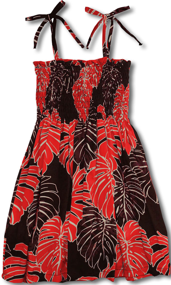 Monstera Christmas Leaf Girls Smocked