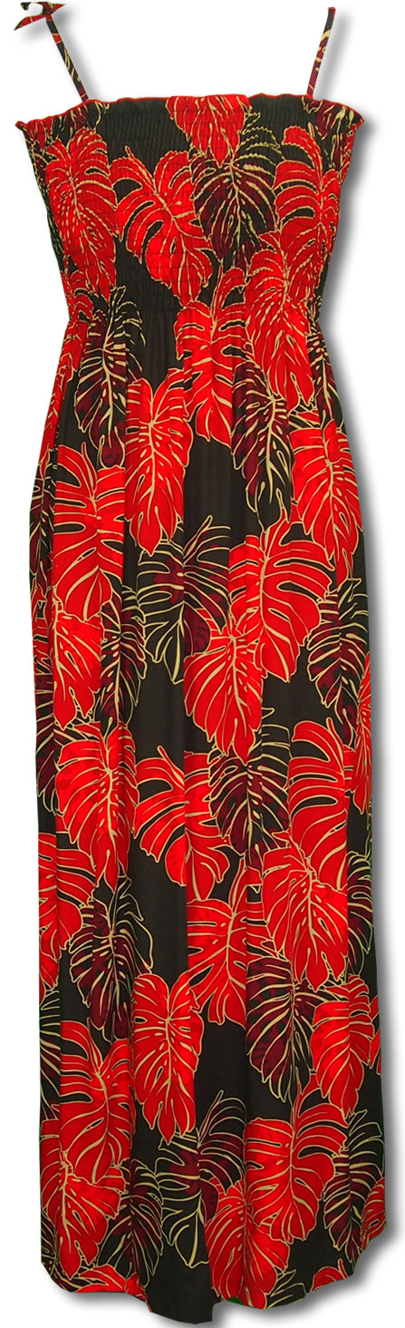 Monstera Leaf Christmas Long Smocked Dress