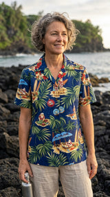 Christmas in Hawaii Women's Hawaiian Camp Shirt