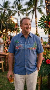 Christmas in Paradise Men's Embroidered Shirt