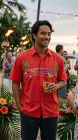 Christmas in Paradise Men's Embroidered Shirt