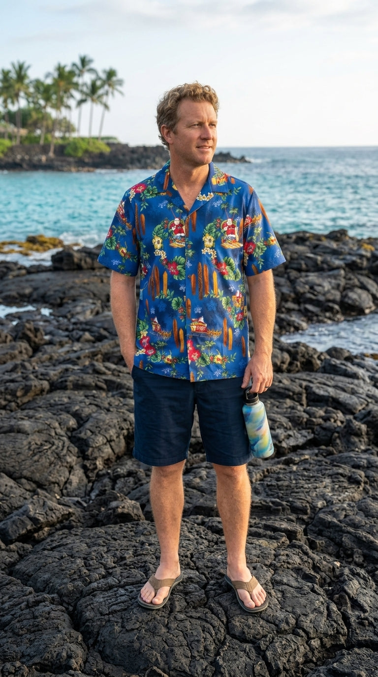 Santa Resting in Hawaii Christmas Shirt