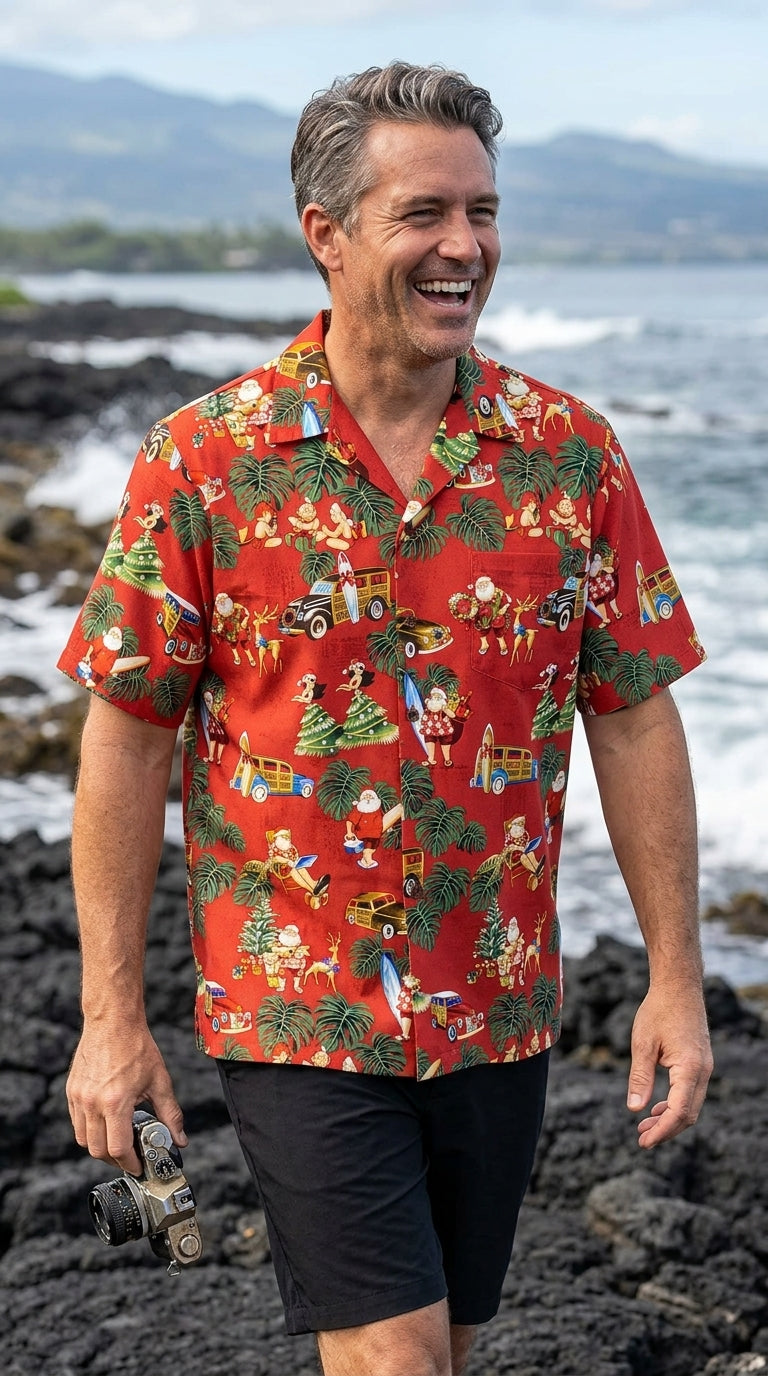 Woody Surfboard Hula Santa Christmas Shirt