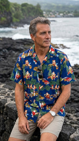 Woody Surfboard Hula Santa Christmas Shirt
