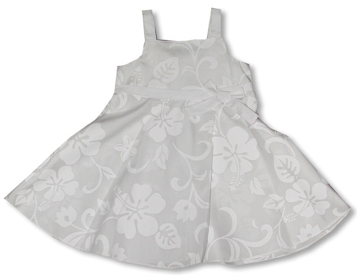 Classic Hibiscus Girl's Empire Bow Flare Dress