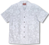 Classic Hibiscus Men's Wedding White Shirt