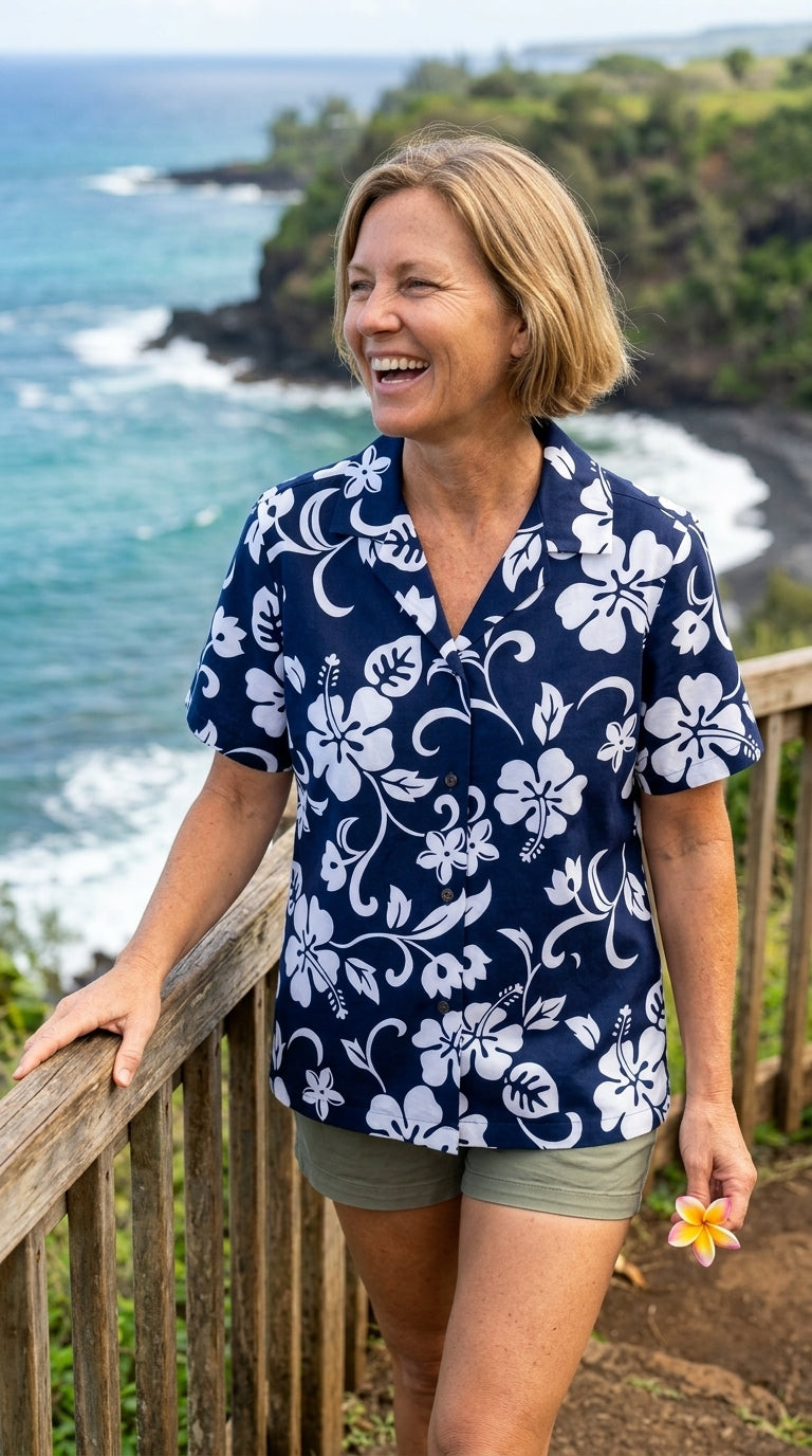 Classic Hibiscus Women's Hawaiian Camp Shirt