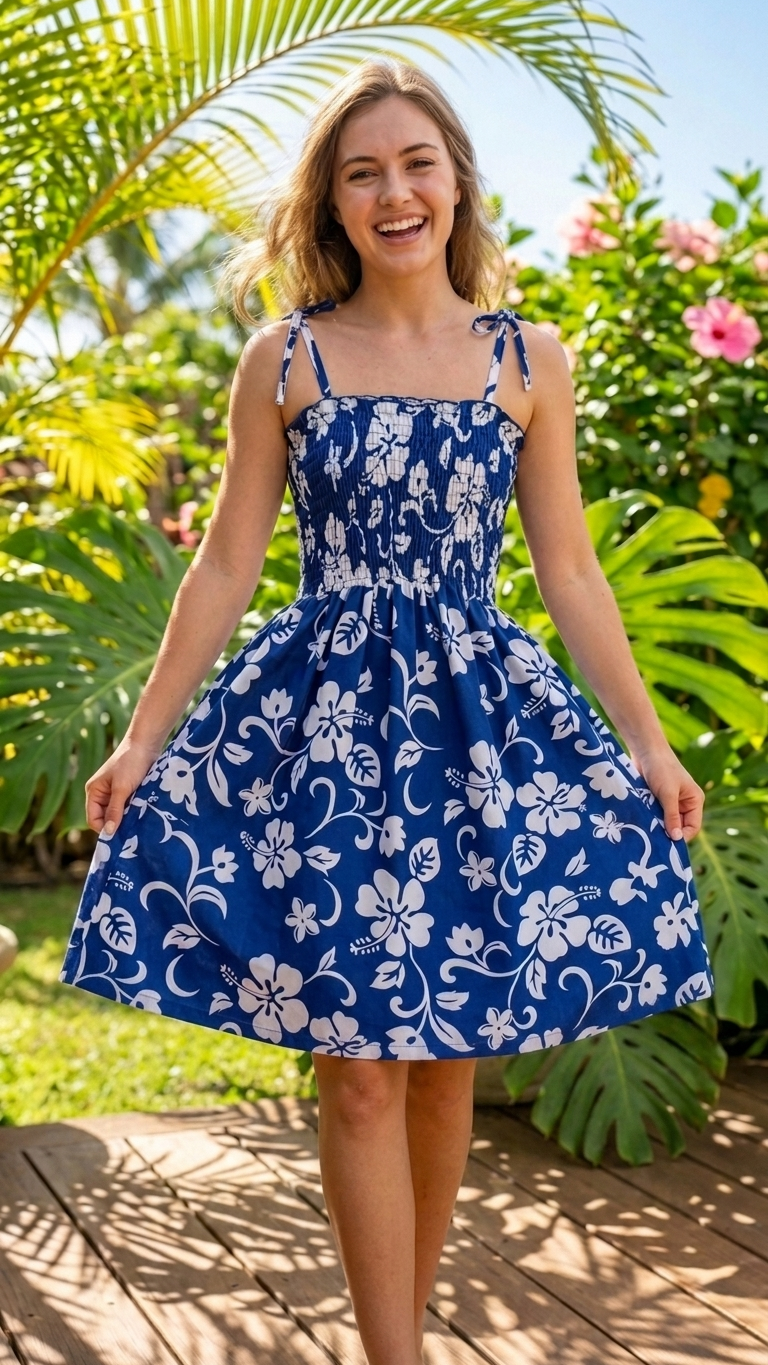 Classic Hibiscus Smocked Dress — Women's Sun Dresses — RJC