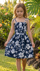 Classic Hibiscus Girl's Smocked Dress — Girls Dresses — MauiShirts (view 6)