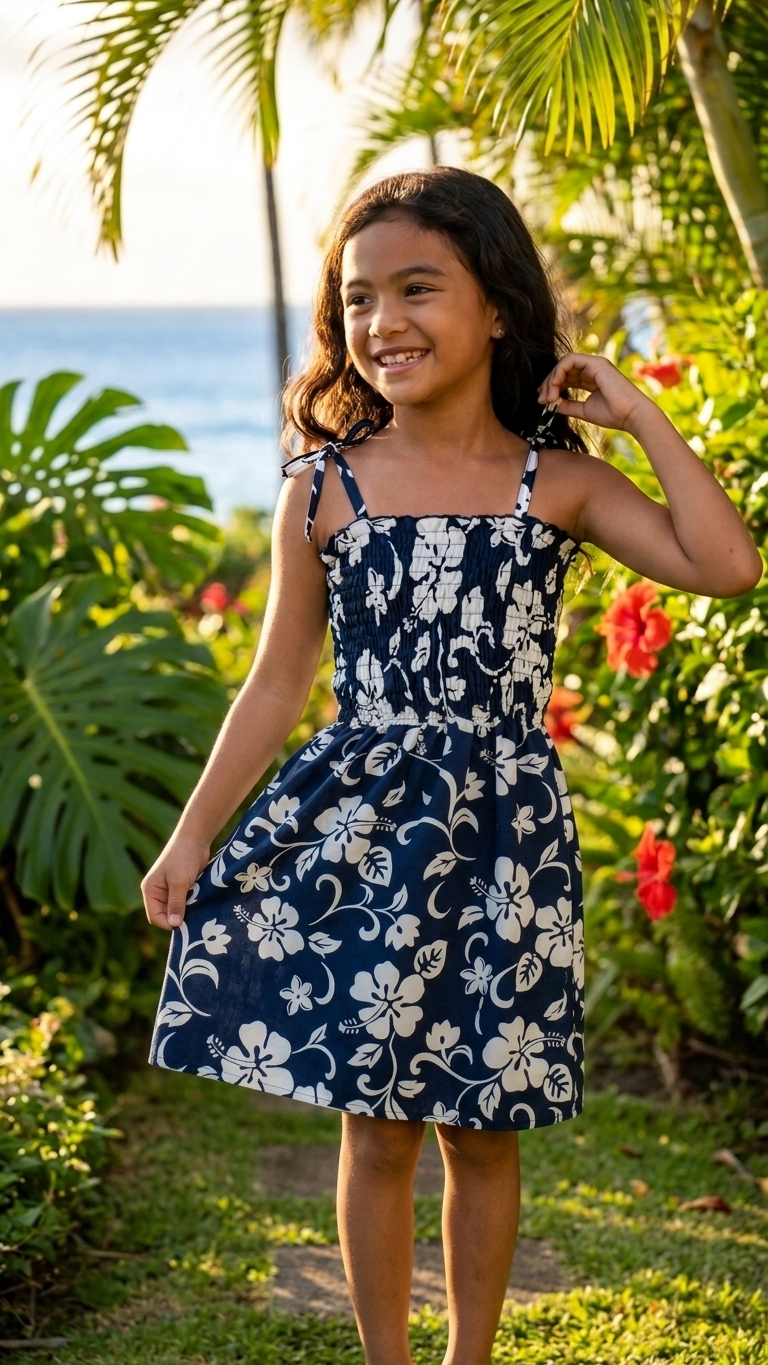 Classic Hibiscus Girl's Smocked Dress — Girls Dresses — MauiShirts