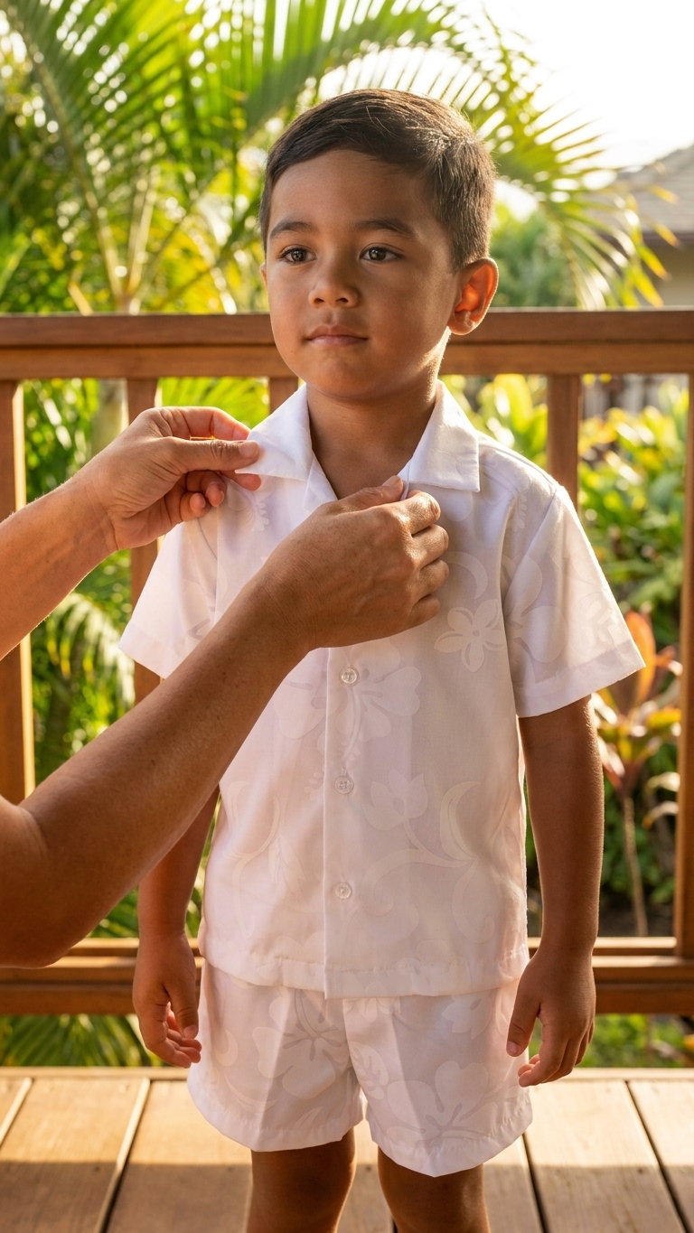 Custom Made - Classic Hibiscus Boy's 2pc — Boys Cabana Sets — MauiShirts (view 4)