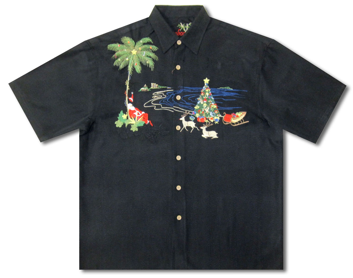 3X Santa on the Beach Embroidered Shirt