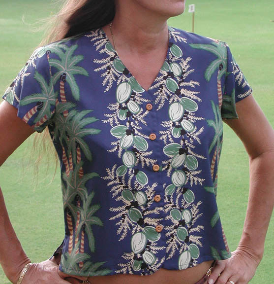 CLOSEOUT Coconut Panel Collarless Blouse
