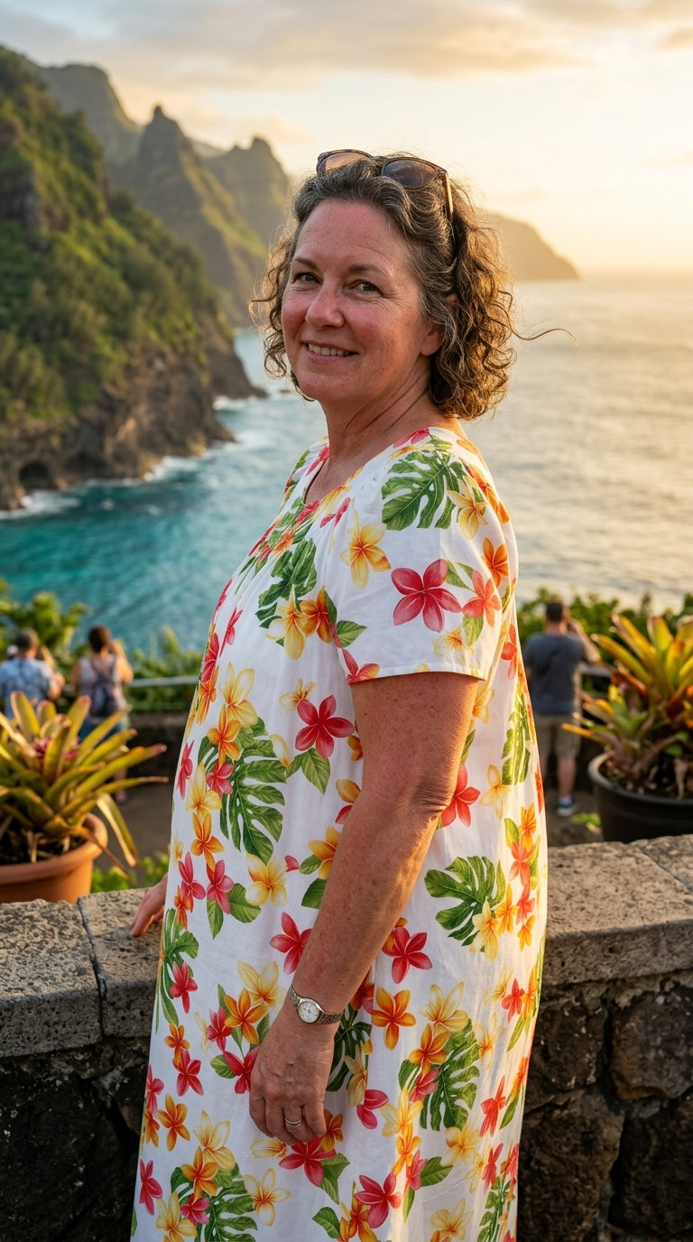 RJC Women's Rainbow Plumeria Muumuu Dress
