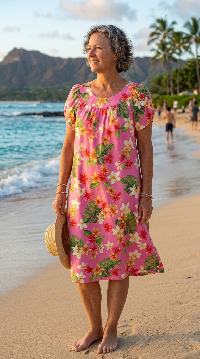RJC Women's Rainbow Plumeria Muumuu Dress