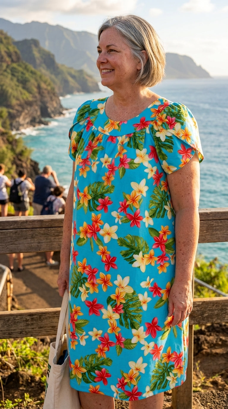 RJC Women's Rainbow Plumeria Muumuu Dress