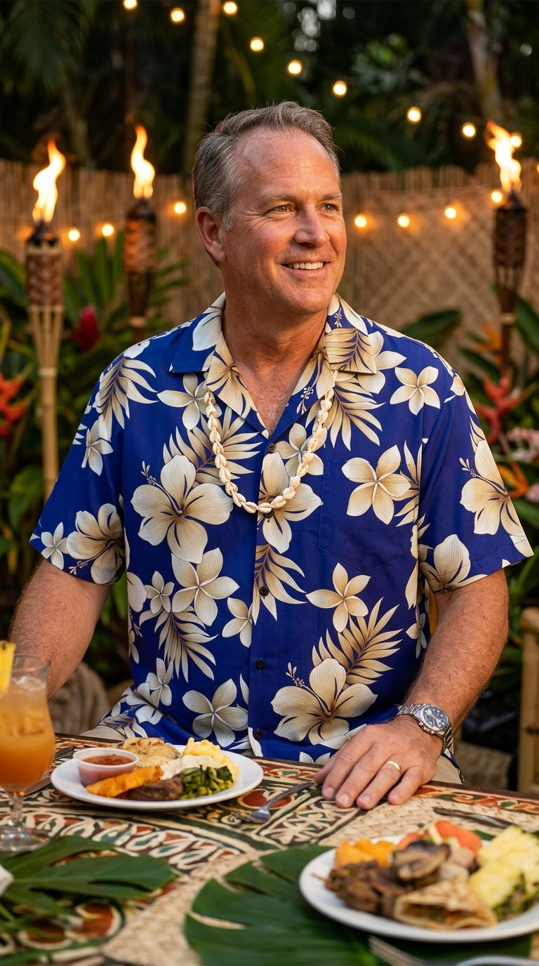 Colossal Hibiscus Plumeria Men's Shirt — Men's Cotton Shirts — Pacific Legend (view 5)