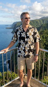 Colossal Hibiscus Plumeria Men's Shirt — Men's Cotton Shirts — Pacific Legend (view 8)