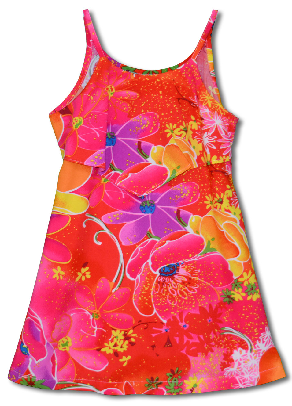 Cosmic Tranquility Tropical Flowers girl's slip dress