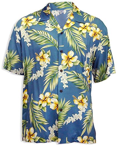 Tuberose Hibiscus men's Hawaiian shirt — Men's Rayon Shirts — Two Palms