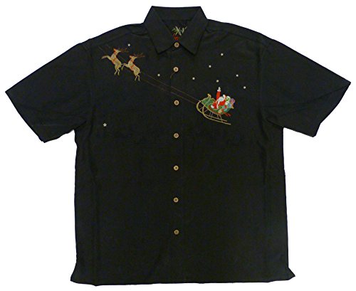 Flying Santa North Pole Men's Embroidered Shirt — Men's Embroidered Shirts — MauiShirts (view 8)