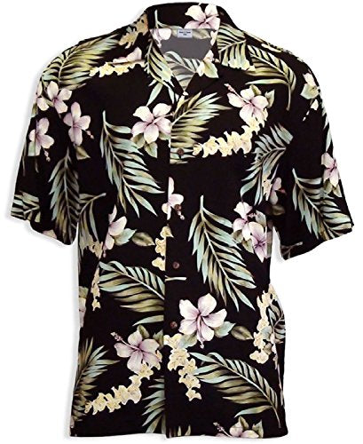 Tuberose Hibiscus men's Hawaiian shirt — Men's Rayon Shirts — Two Palms (view 3)