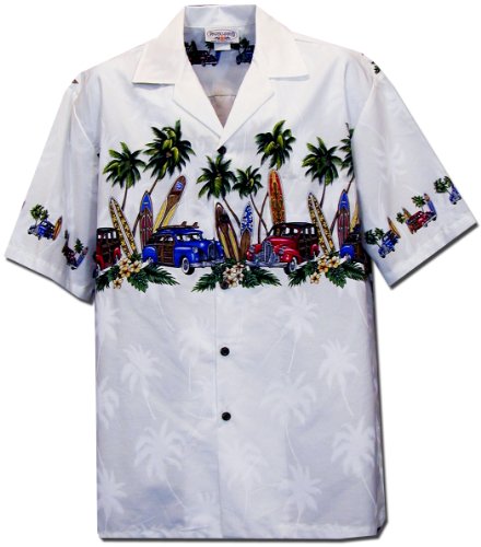 Old Times Woodie Surfboard Chest Band Shirt — Men's Cotton Shirts — Pacific Legend (view 9)