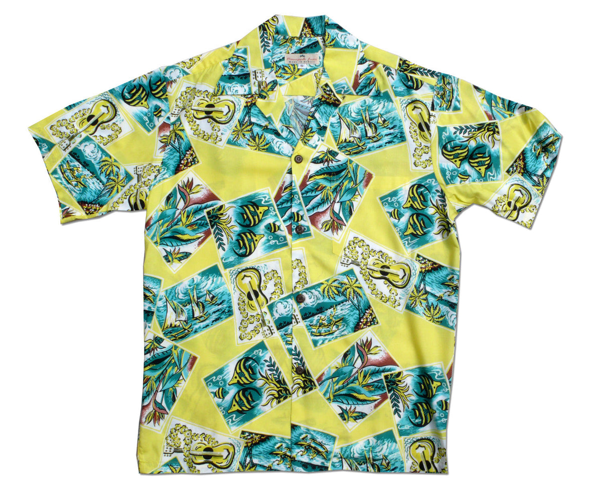 Hawaiian Postcards Men's Vintage Shirt — Men's Rayon Shirts — MauiShirts