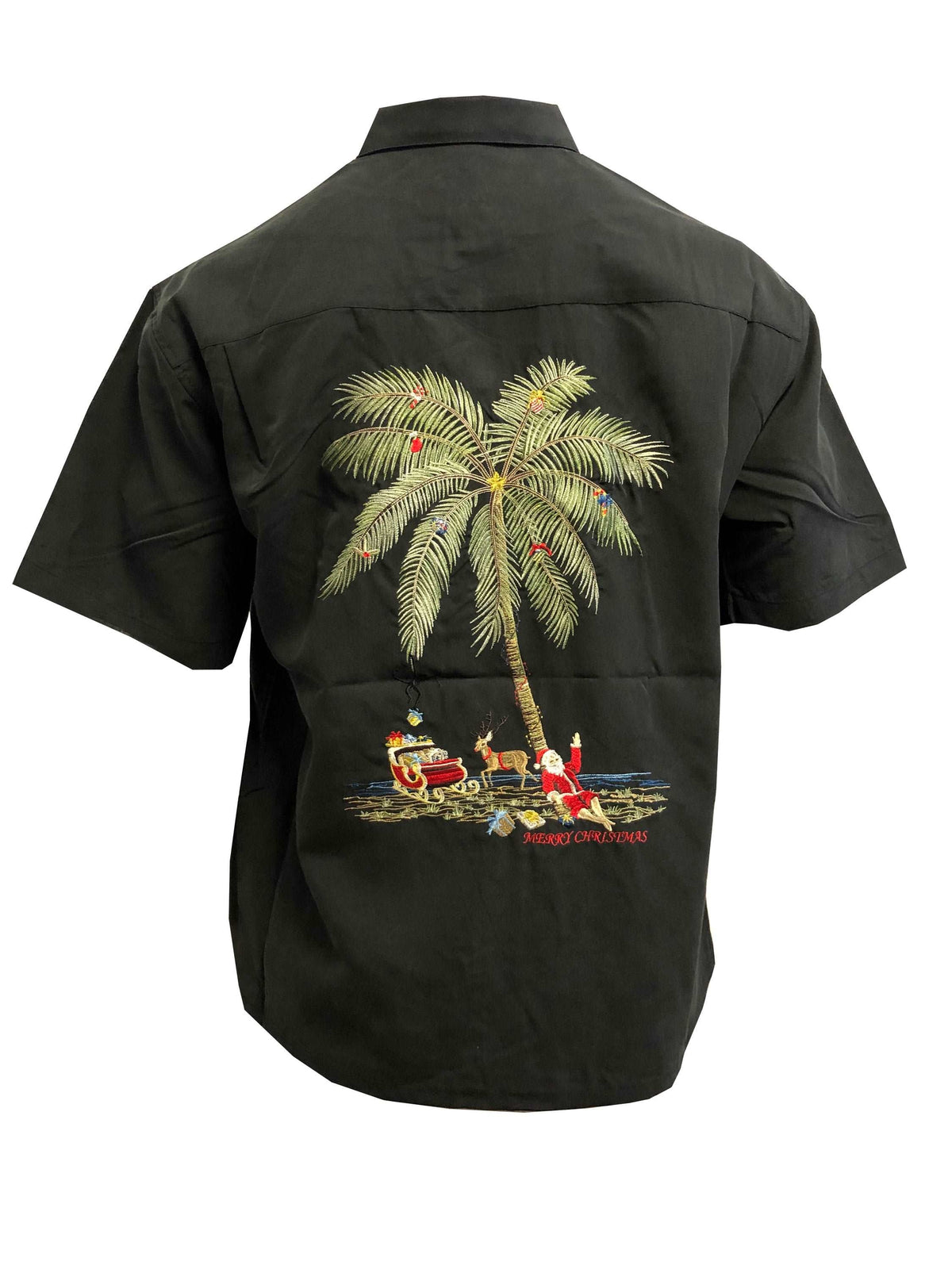 Santa in Paradise Embroidery with Pocket — Men's Embroidered Shirts — BAMBOO CAY (view 3)